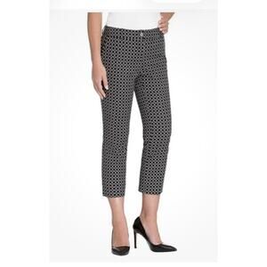 Hilary Radley Womens Stretch Slim Leg Crop Pant Black White New Size 12